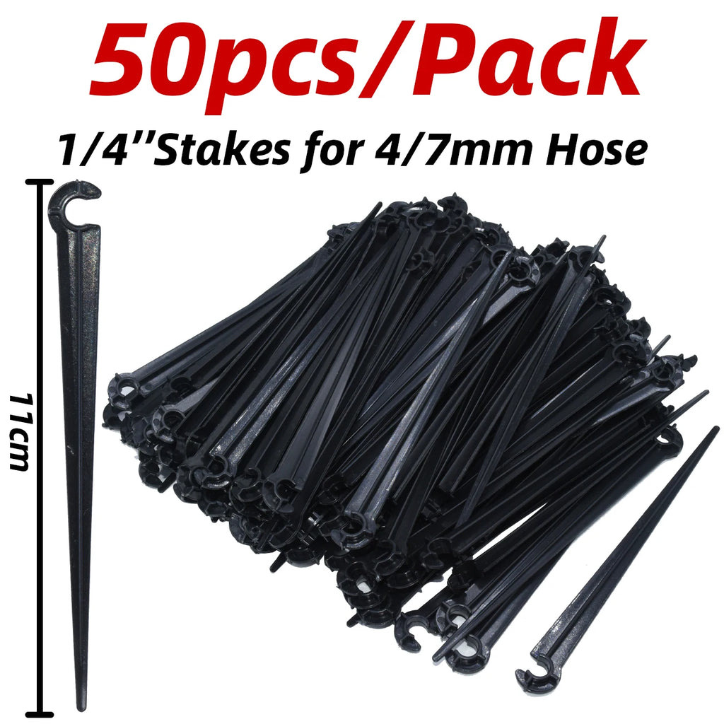 1-50pcs 4/7mm Barbed Connector Irrigation Fitting Drip Irrigation Connector 1/4'' Tubing Hose Fitting for Flower Pot Garden Lawn