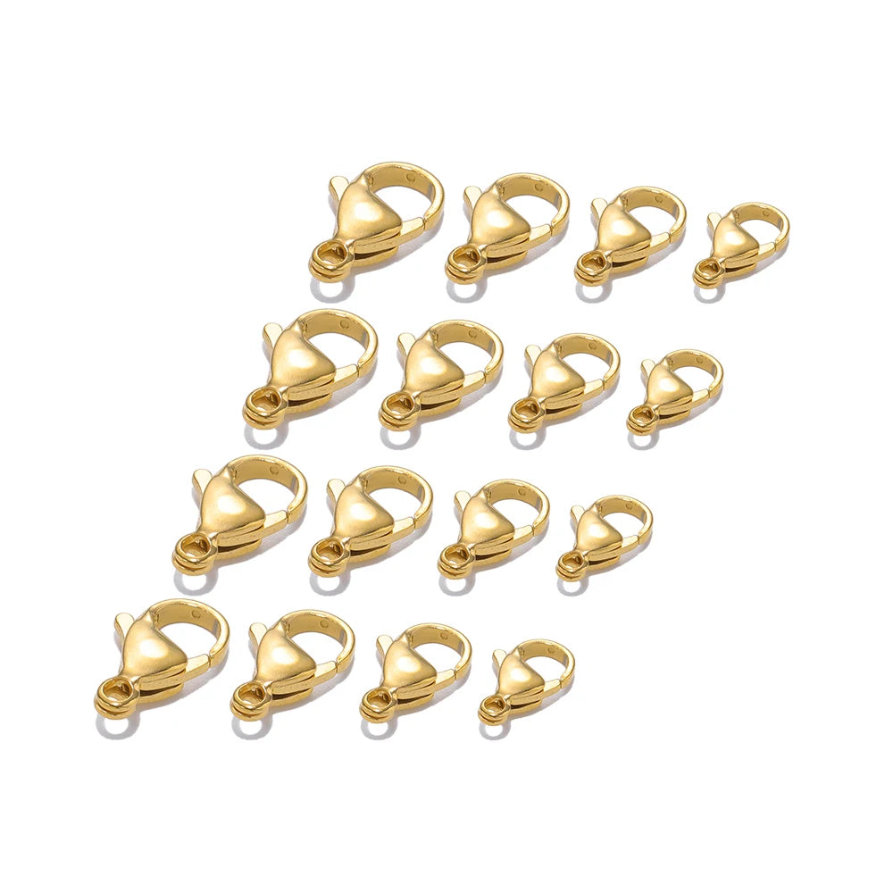 25pcs 18K Gold Stainless Steel Lobster Clasps Hooks for DIY Necklace Bracelet Chains Fashion Jewelry Making Findings Supplies