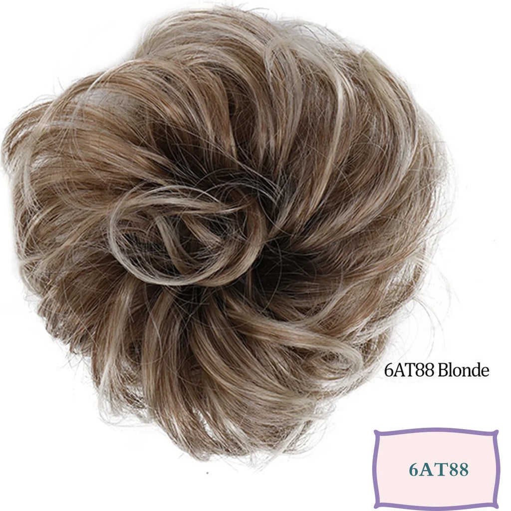 Synthetic Messy Hair Bun Chignon Scrunchies Fake Hair Band Braid Elastic Hairpiece Tail Chignon Donut Updo Hair Pieces for Women
