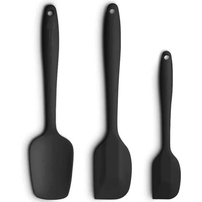 3-Piece Silicone Spatula Set, 600°F Heat Resistant, Black