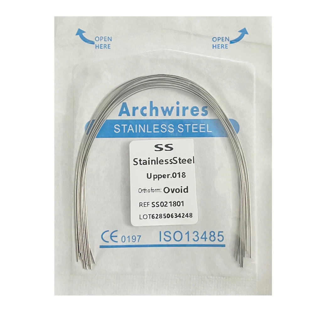10pcs/pack Dental Orthodontic Stainless Steel Round/Rectangular Wire Ovoid Form Dentist Material Dental Arch Wire