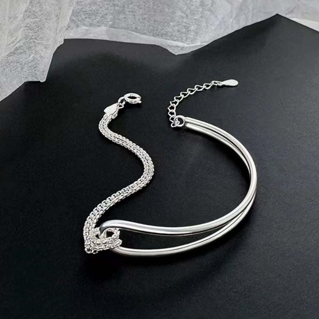 925 Sterling Silver Geometric Square Round Bead Bracelet For Women Personality Temperament Simple Hand Jewelry Party