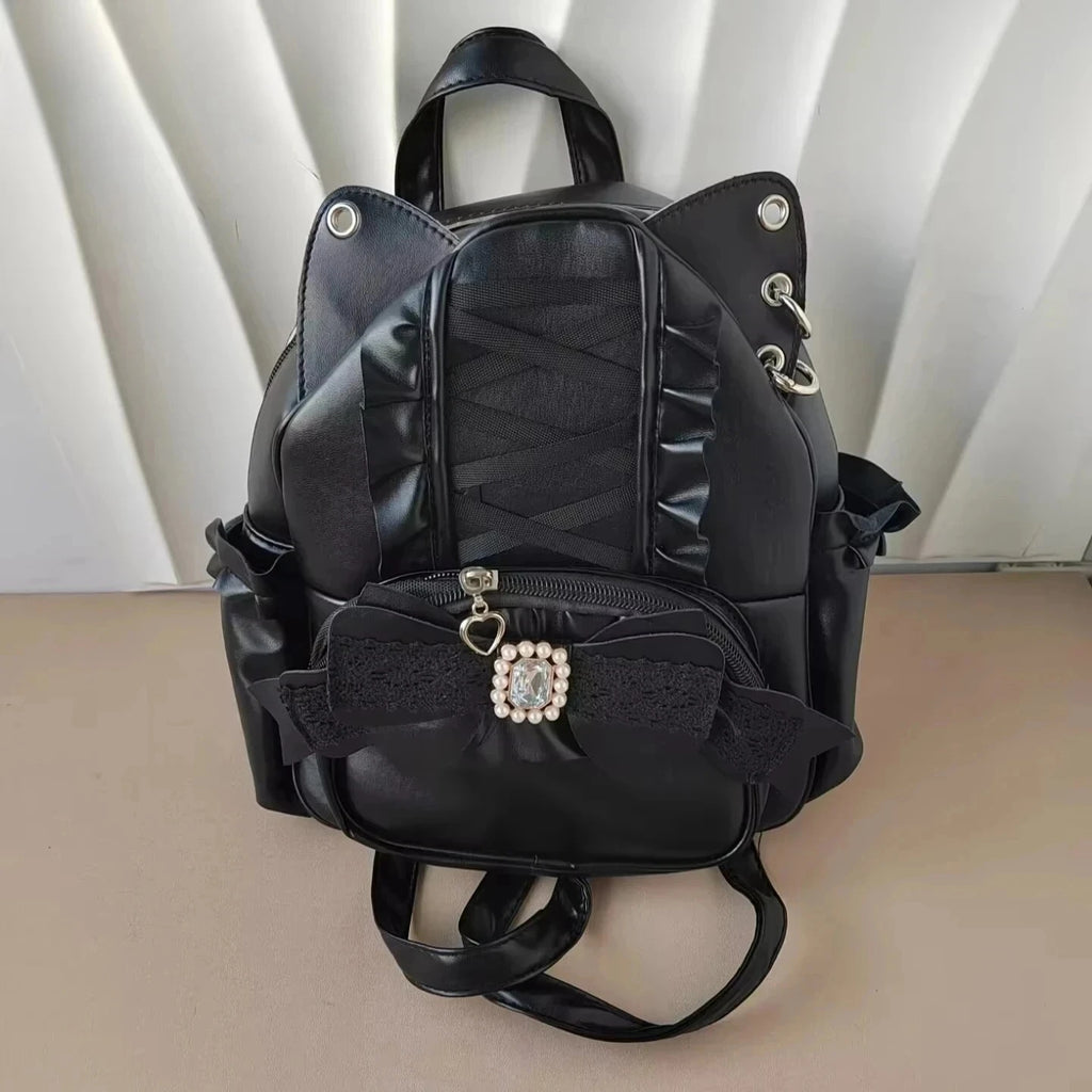 Japanese Ita Mochila Lace Cat's Ear School Bag Cute Large Capacity Mochilas Mujer New Bow Women Bags Student Backpack