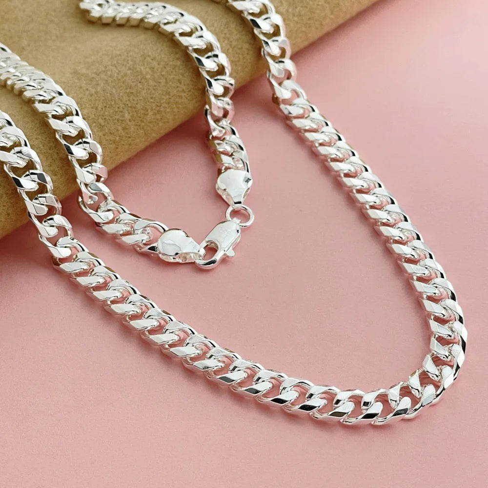 Street Hip-hop 6mm 50-65cm Cuban Side Necklace Silver & Gold S925 Sterling Silver Unisex Cool Style Full of Personality & Aura