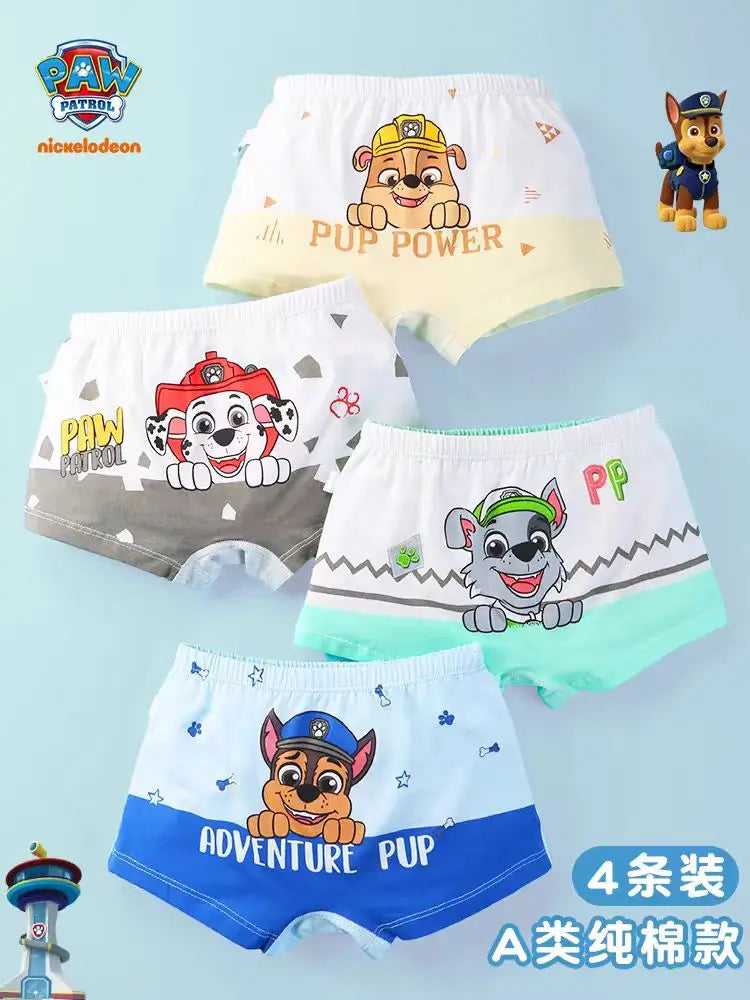 4PCS/Set 100% Genuine Paw Patrol KID's Printed Underpants Chase Rocky Marshall Rubble Briefs Underwear Boys Girls Birthday Gift