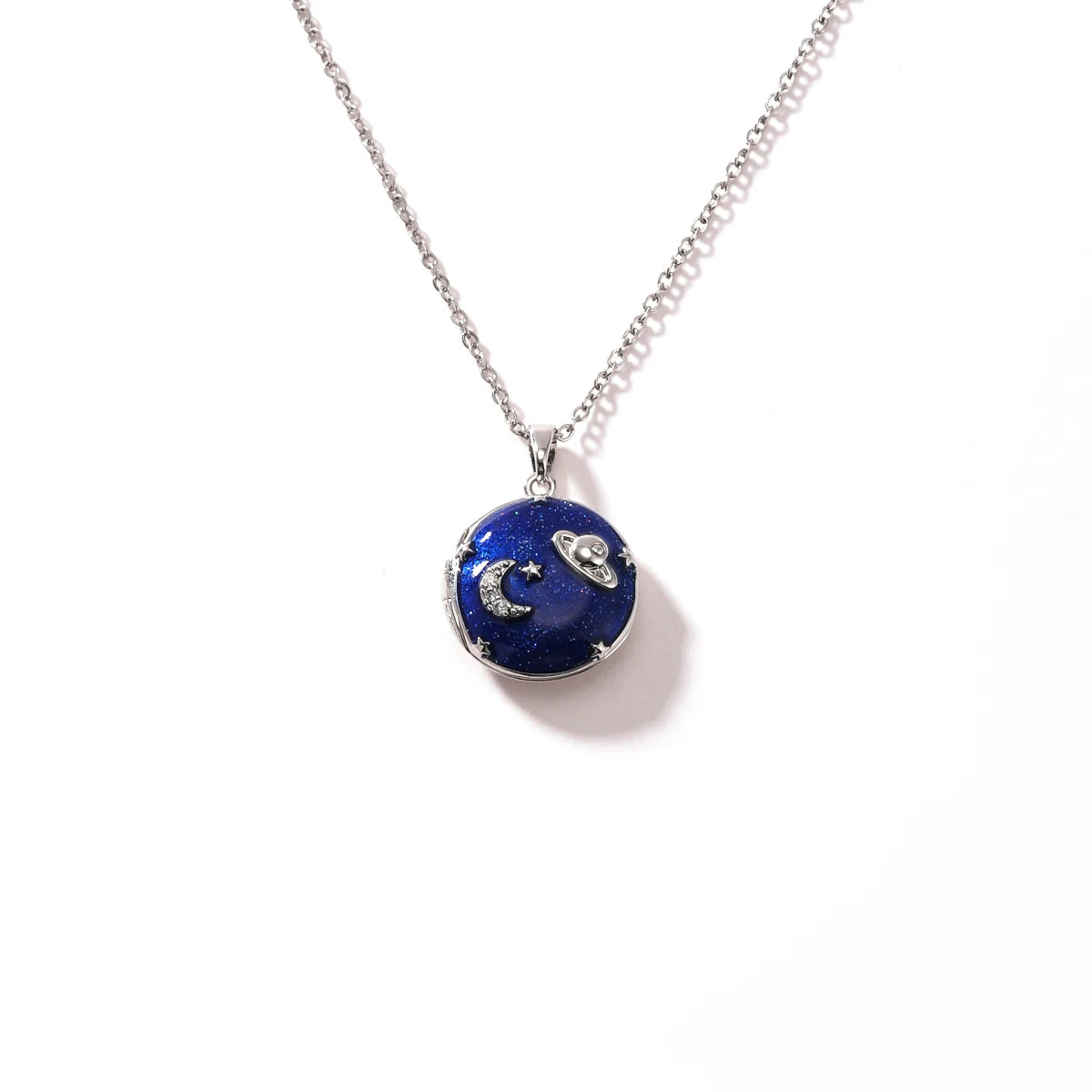 Vintage Enamel Heart Photo Locket Pendant Necklace for Women Minimalist Luxurious Non-Fading Stainless Steel Jewelry Accessory