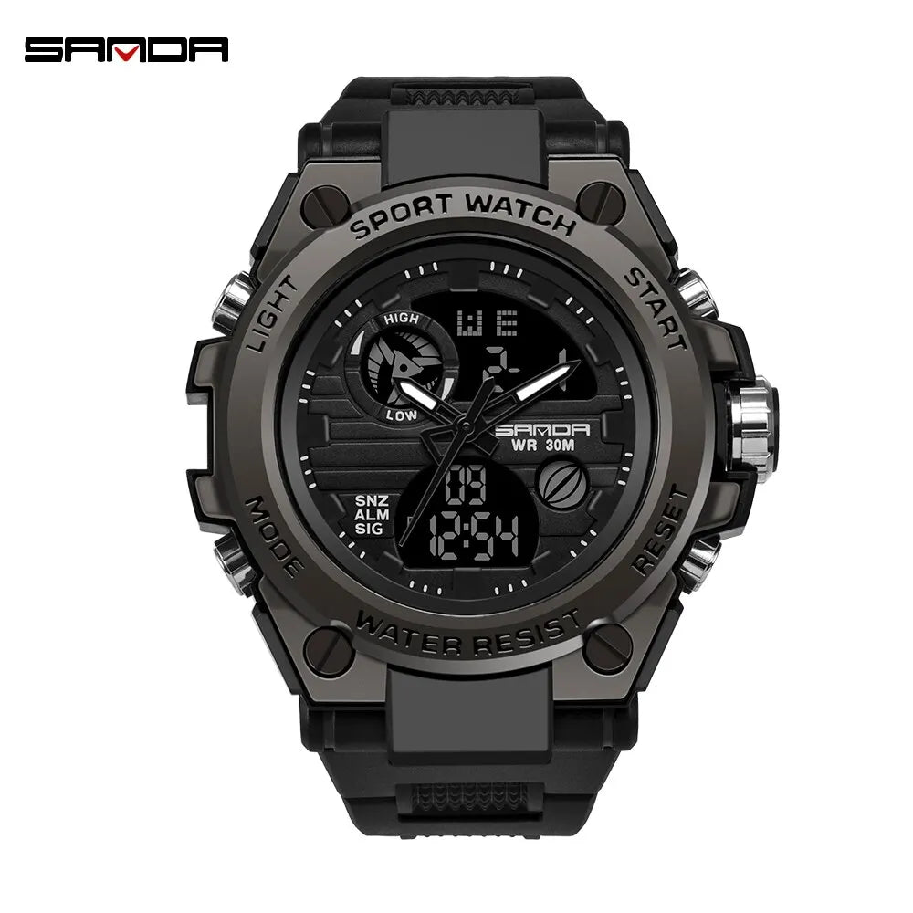 SANDA Top Luxury Watches Men Military Army Mens Watch Waterproof Sport Wristwatch Dual Display Watch Male Relogio Masculino