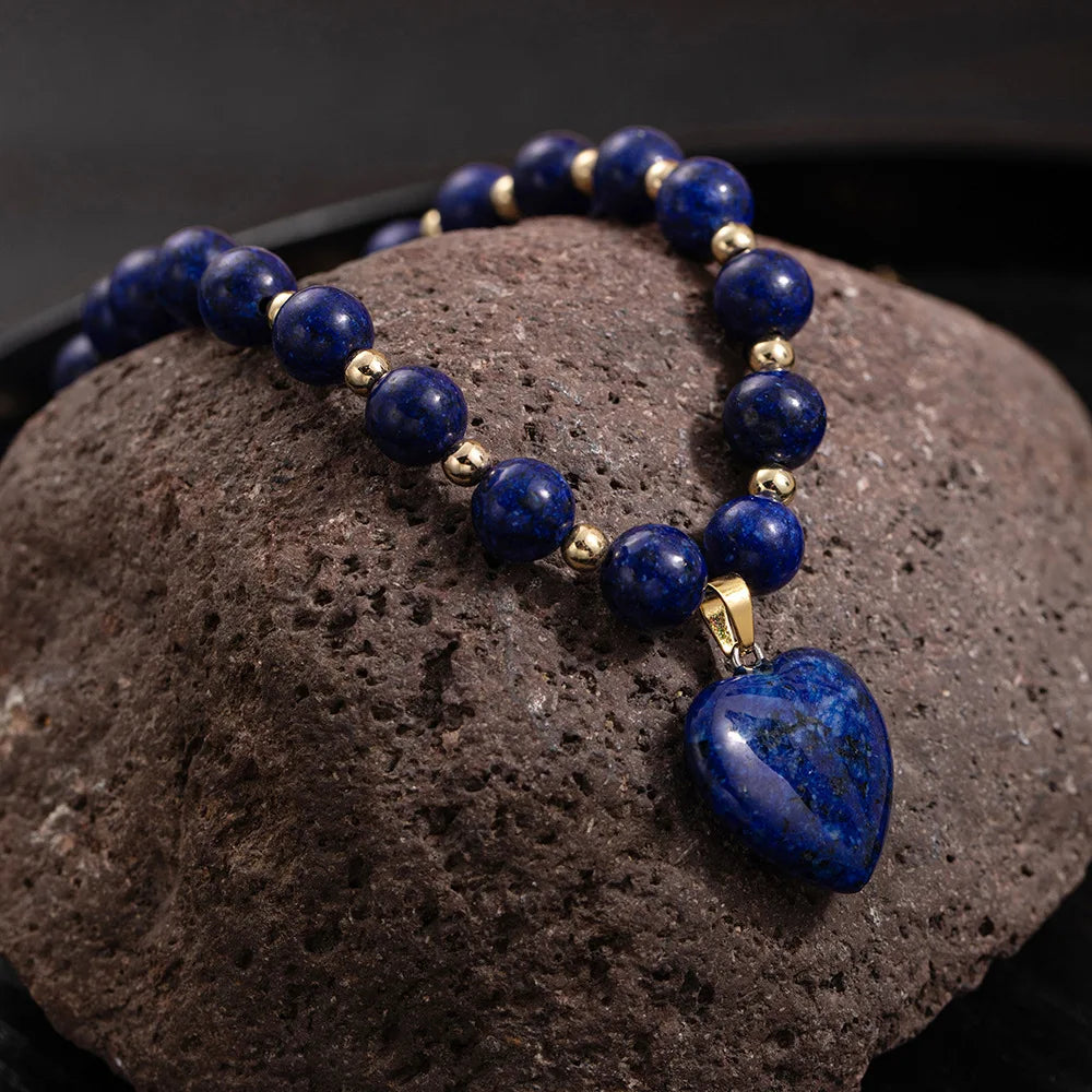 Fashion Ins Heart Stone Pendant Necklace for Women Bohemian CCB Beaded Necklace Jewelry Party Girlfriend Gifts