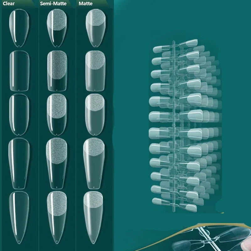 Nail Tips Full Cover Soft Gel False Nail Capsules Various Shapes and Styles for Professional Nail Extension DIY 120Pcs