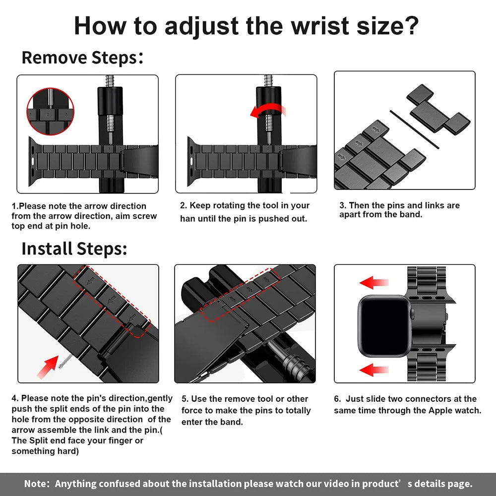Stainless steel Watchband for Apple Watch Strap 49mm 45mm 41mm 44mm 40mm 42mm 46mm Metal Band iWatch 11 10 9 8 7 6 5 SE Ultra 3