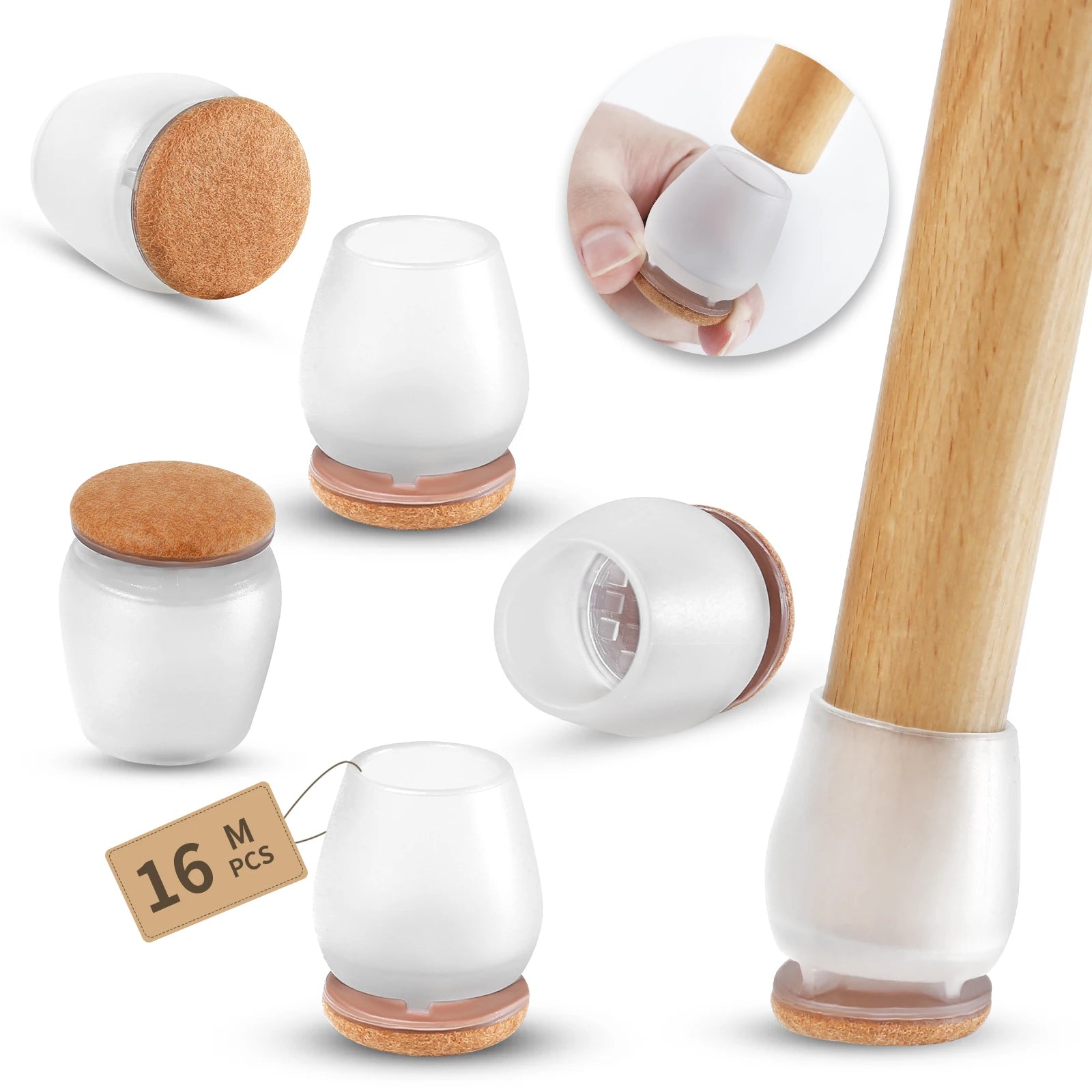 16PCS Silicone Chair Legs Pads Non-Slip Felt Chair Feet Caps Furniture Floor Protectors No Scratches Reduce Noise Home Decor