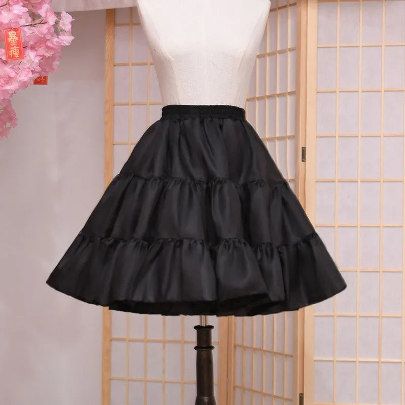 Women Girls Short Crinoline Petticoat Adult Elastic Waist Underskirt for Wedding Dress Cosplay Big Hem Dress White Skirt