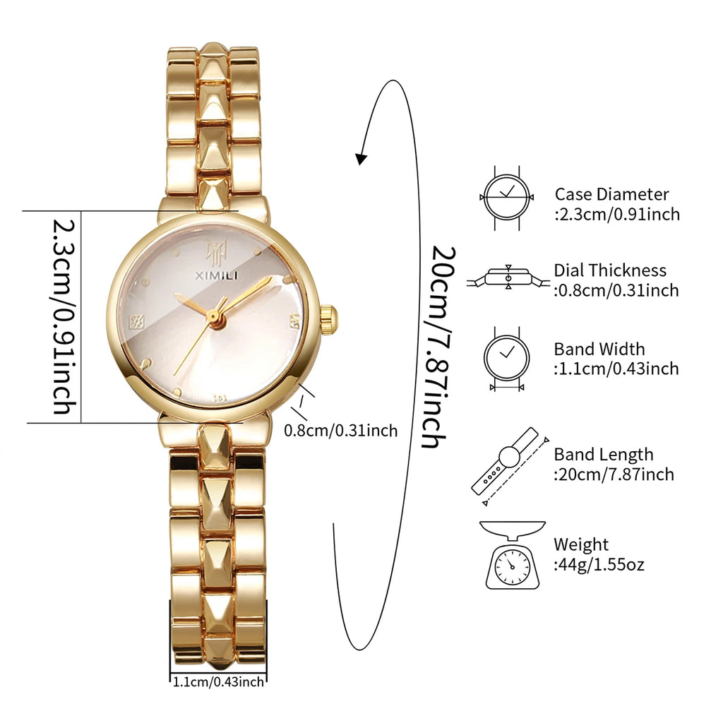 6PCS Elegant Rhinestone Women Quartz Watch Jewelry Set Ladies Bracelet Strap Wristwatches Relogio Feminino Clock（Without Box）