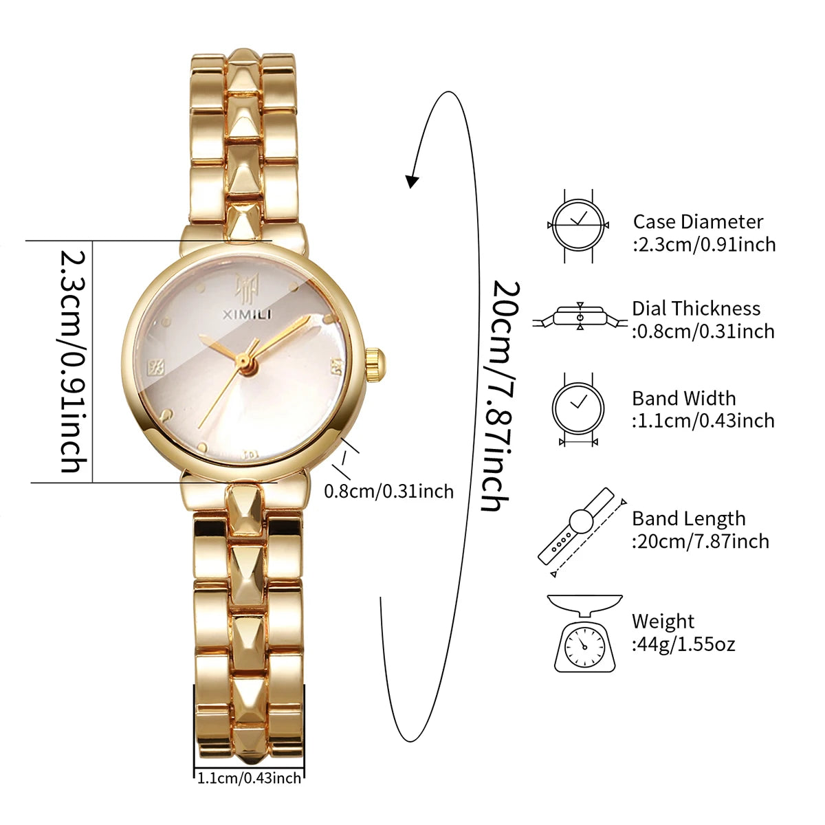 6PCS Elegant Rhinestone Women Quartz Watch Jewelry Set Ladies Bracelet Strap Wristwatches Relogio Feminino Clock（Without Box）