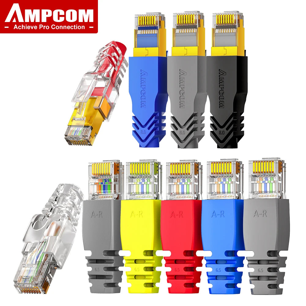 AMPCOM  Ethernet Network Cable Strain Relief Boots Cable RJ45 Connector Plug Covers 6.5/7.5/8.0mm for CAT8 CAT7 CAT6A CAT6 CAT5E