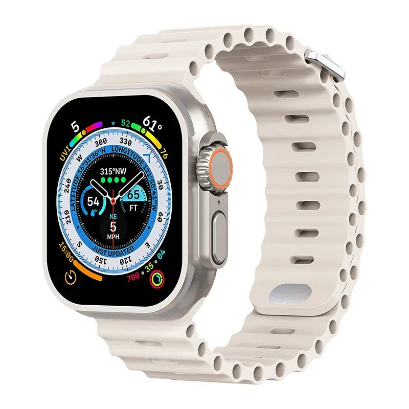Ocean Strap For Apple Watch Ultra 3/2 Band 49mm 11 10 9 8 7 46mm 45mm 41mm Silicone Bracelet Belt iWatch 6 5 4 SE 44mm 42mm band