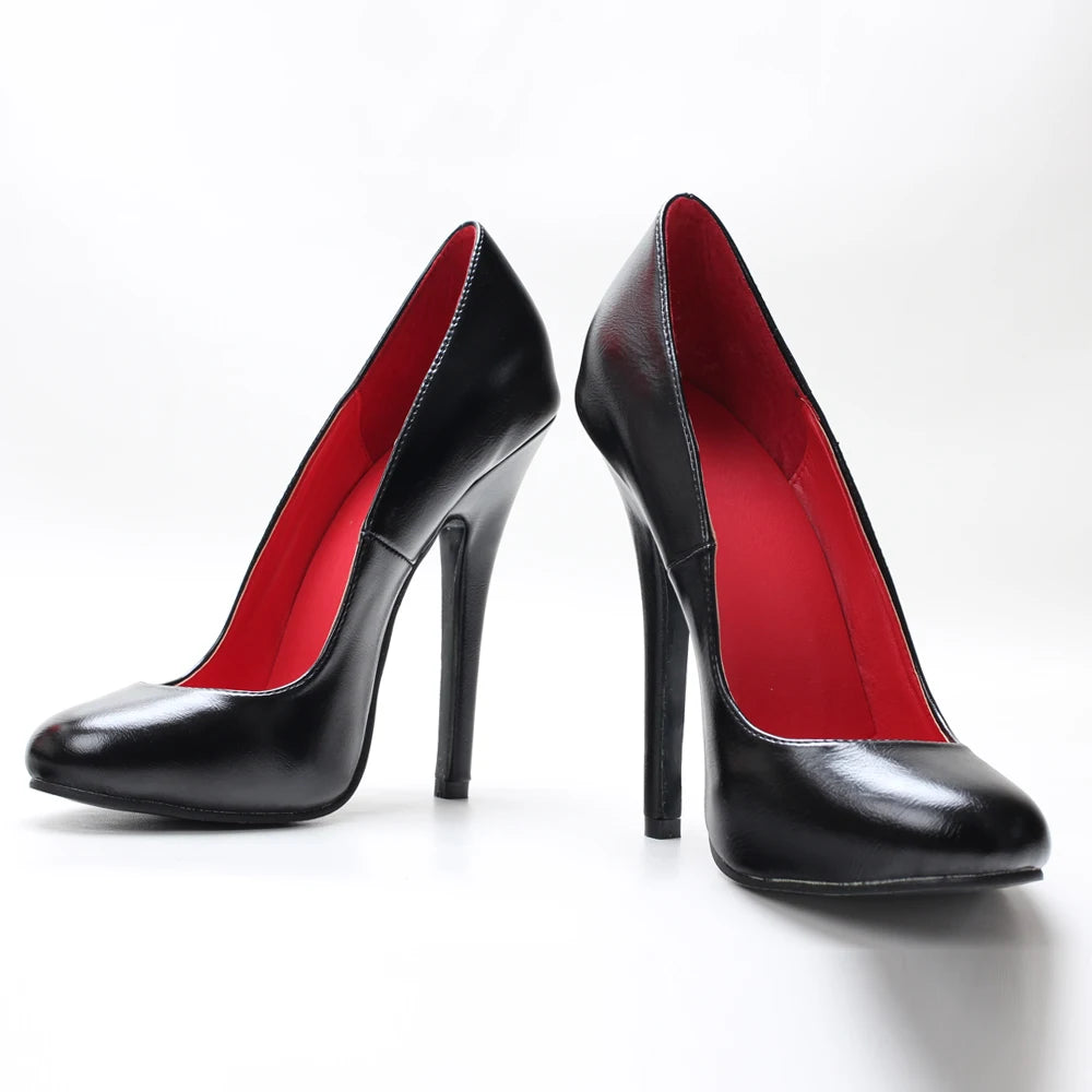 5.5 Inch Stiletto High Heel Unisex Sleek Night Club Round Toe Pump Plus Size Shoes Party Shoes Size36-46 In Stock