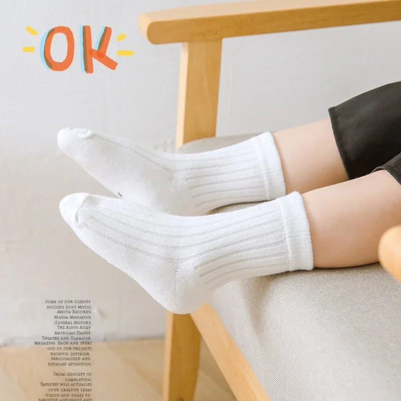 High Quality Autumn Winter New Kids Socks Solid Color Morandi Color Drawer Strip Baby Socks Versatile Boy Girls Cute Socks