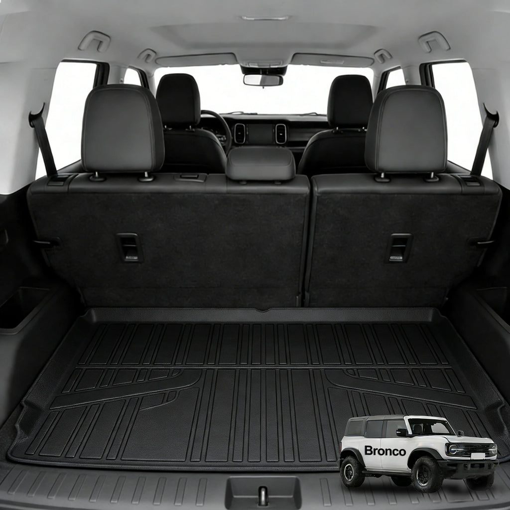 TPE Floor Mats Liners For 2021-2026 Ford Bronco, 4PCS Custom Fit All Weather Waterproof Anti-Slip Odorless Heavy Duty Off Road Car Floor Liners