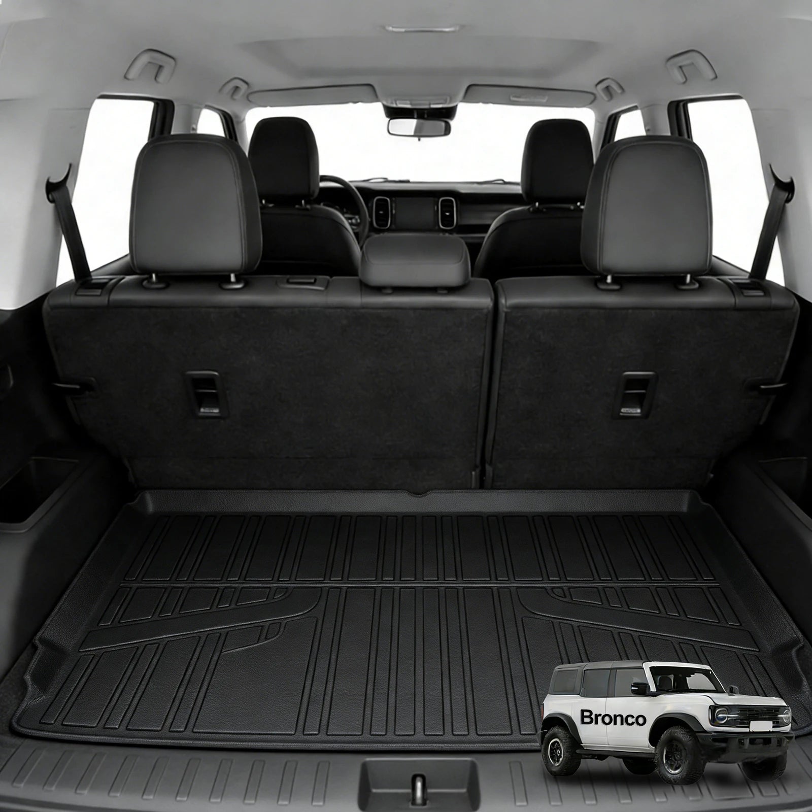 TPE Floor Mats Liners For 2021-2026 Ford Bronco, 4PCS Custom Fit All Weather Waterproof Anti-Slip Odorless Heavy Duty Off Road Car Floor Liners