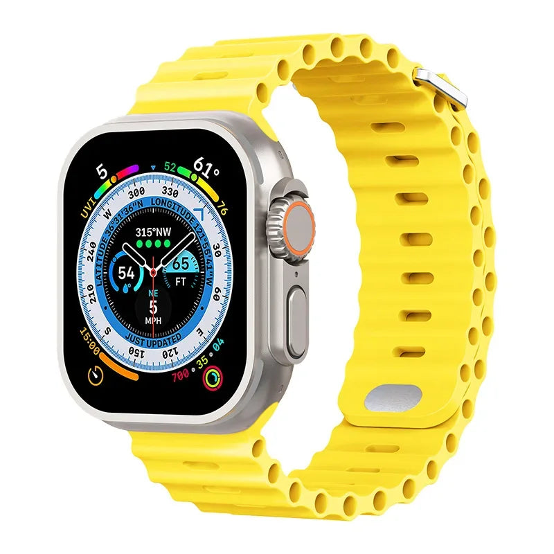 Ocean Strap For Apple Watch Ultra 3/2 Band 49mm 11 10 9 8 7 46mm 45mm 41mm Silicone Bracelet Belt iWatch 6 5 4 SE 44mm 42mm band