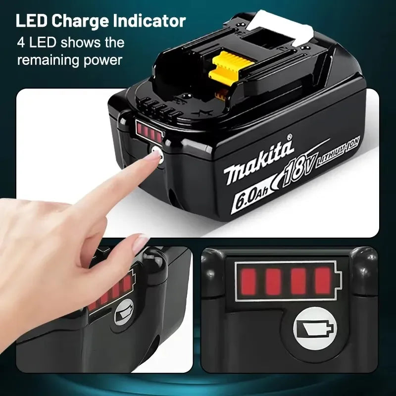 Makita 18V 6.0Ah Battery Original Lithium Ion Rechargeable Battery 18V 6000mAh Replacement Battery BL1860 BL1850 BL1820B BL1860B