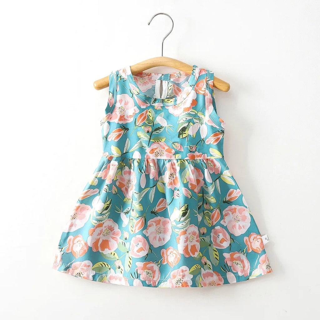Baby Girls Dress Sleeveless Cute Print Cartoon Kids Princess Dresses Cotton Children Sundress Clothes Girl Summer Beach Clothing