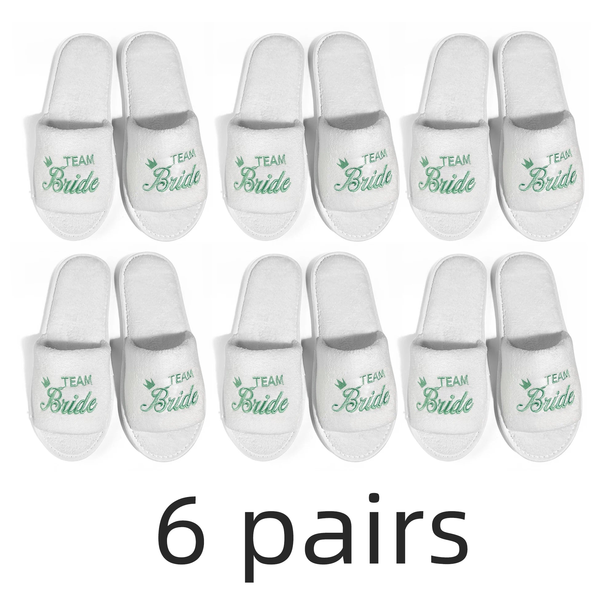 Bride & Bridesmaid, Wedding Party Guests Home Slip On Shoes Bridal Party Slippers Open-toe With Golden, Mint Green and Pink