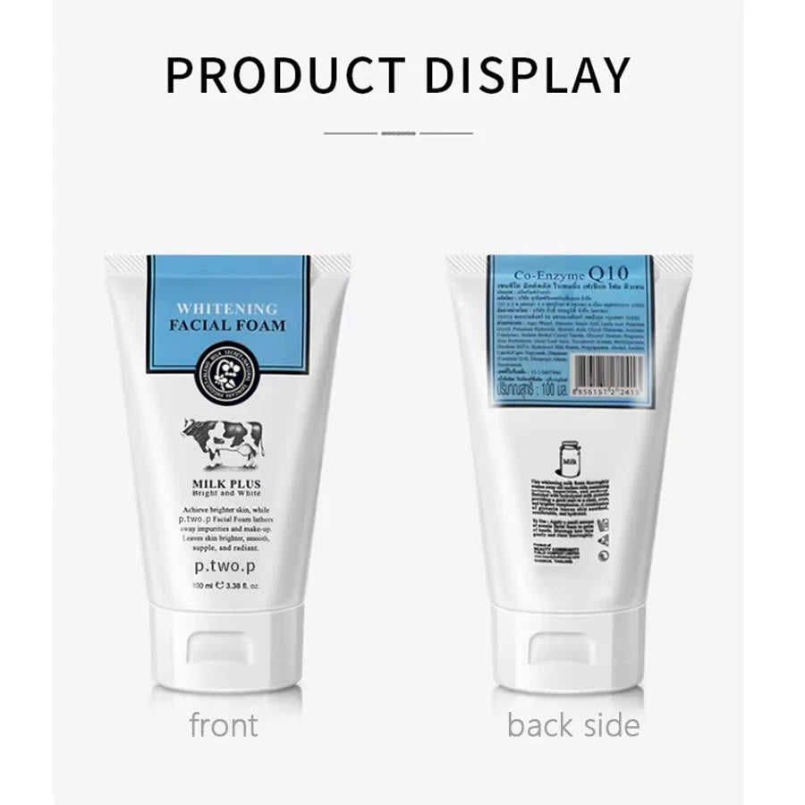 PTWOP Whitening Facial Cleanser Foam Moisturizing Deep Remove Cleansing Acne Milk Oil Control Exfoliating Shrink Pores Face Wash