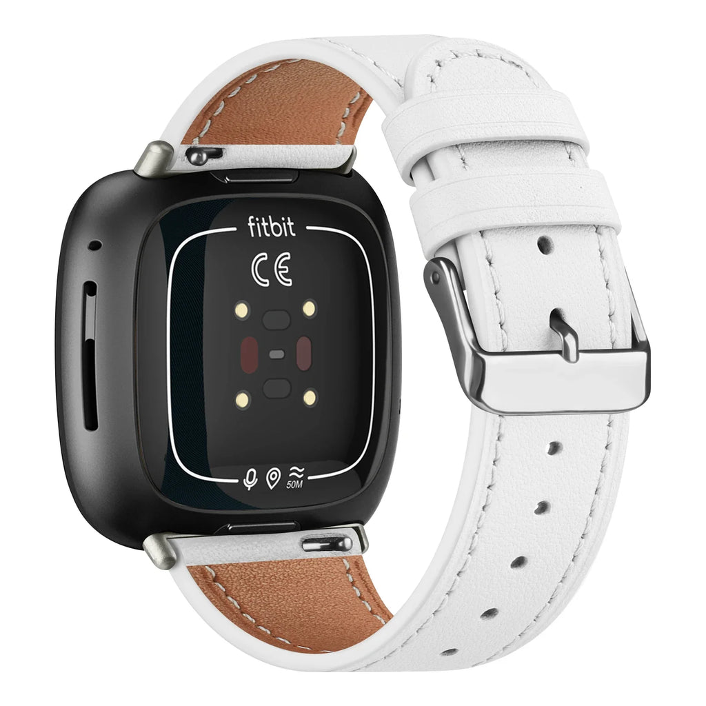 Real Leather Watch Band For Fitbit Versa 3/Versa 4 Strap Bracelet For Fitbit Sense/Sense 2 Band Adjustable Wristband Replacement