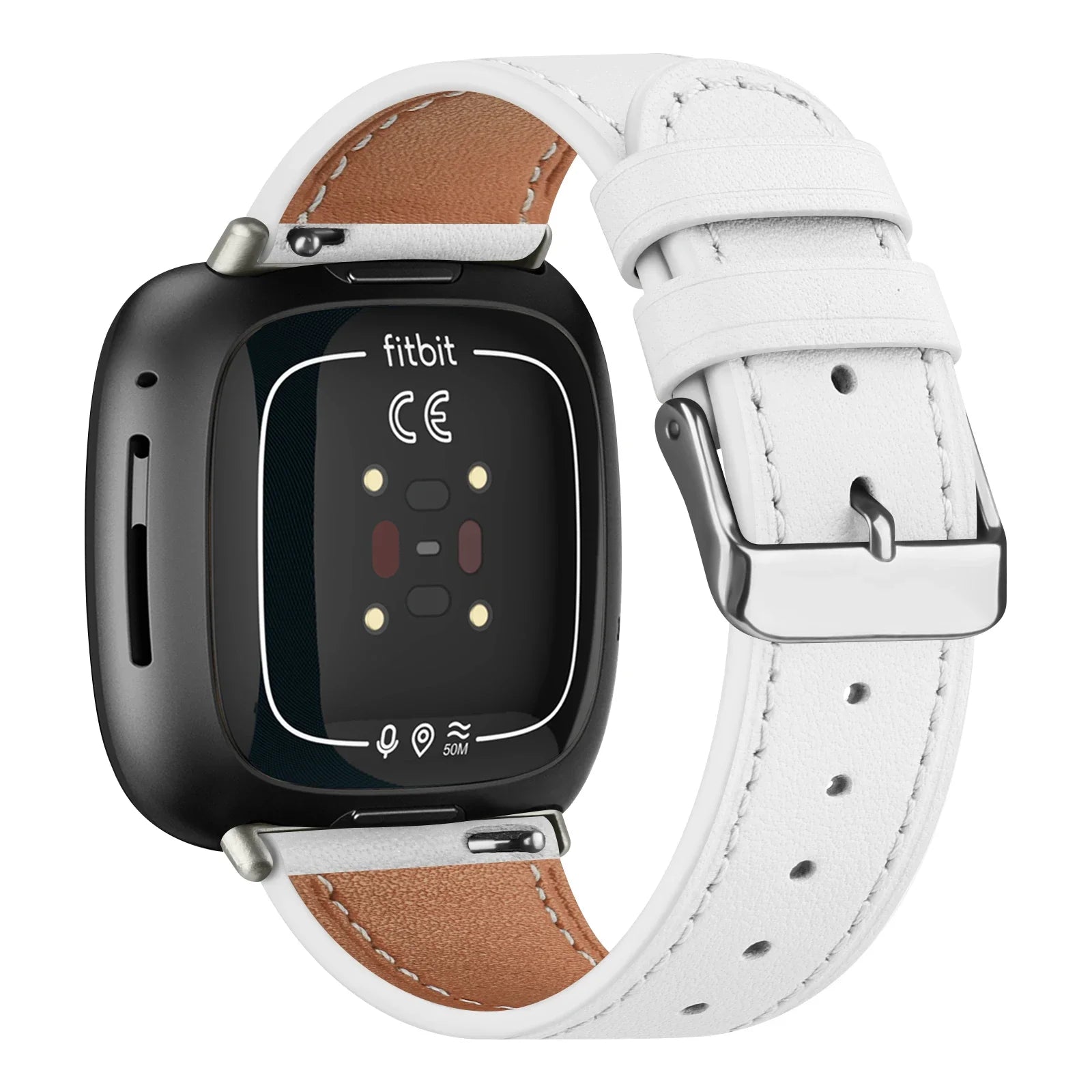 Real Leather Watch Band For Fitbit Versa 3/Versa 4 Strap Bracelet For Fitbit Sense/Sense 2 Band Adjustable Wristband Replacement
