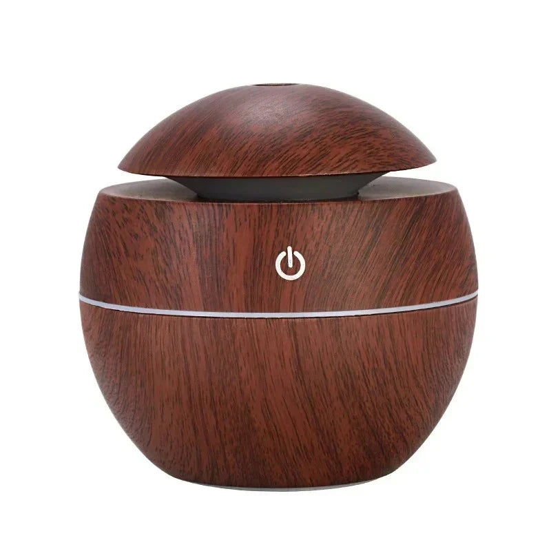 Portable Mini Woodgrain Ultrasonic USB Humidifier and Essential Oil Diffuser Desktop Aromatherapy for Home Office Use