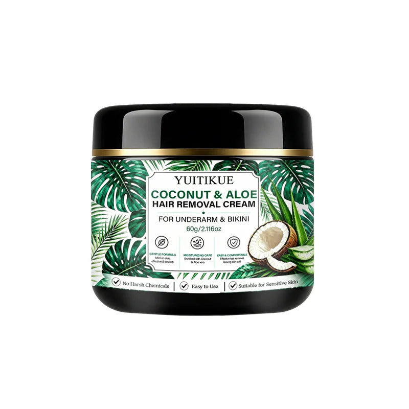 YUITIKUE 60g Coconut Aloe Hair Removal Cream - Gentle Moisturizing Care for Underarm Body Skin