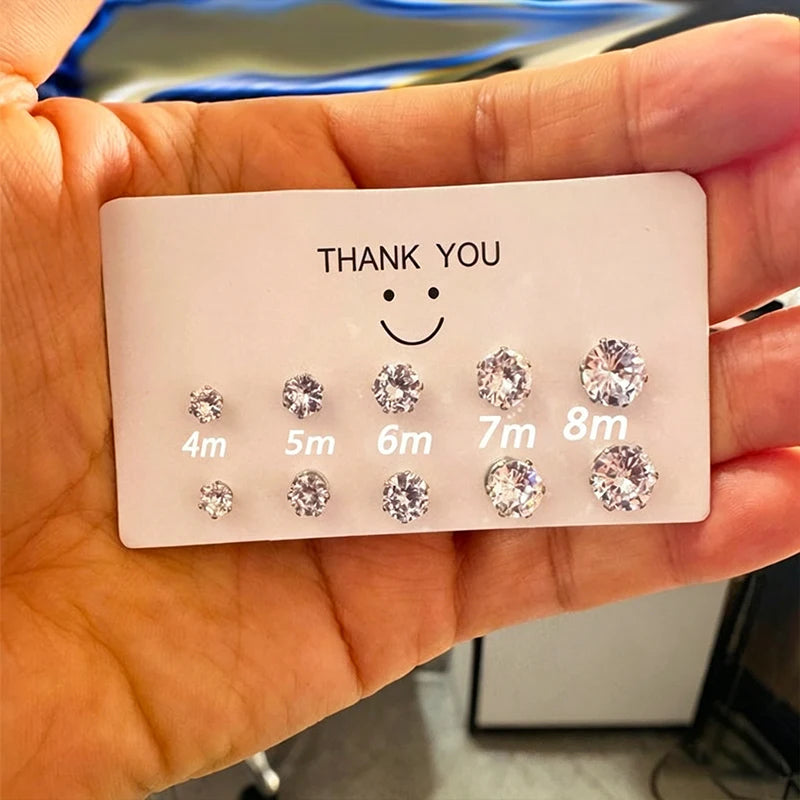 Punk Style Round Zircon Magnet Earrings Crystal Strong Magnetic Ear Stud Clip Earrings for Men Women Non Piercing Jewelry Gift