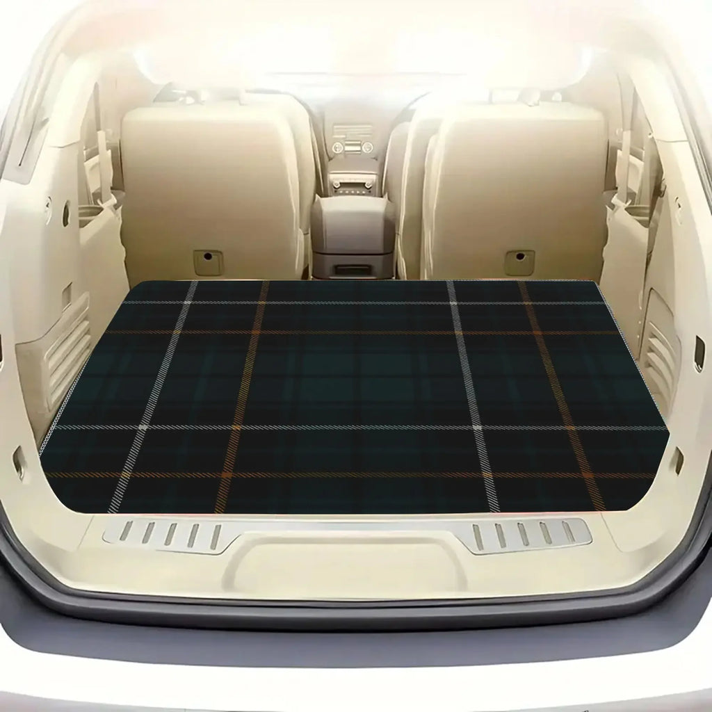 Macalpine Scottish Tartan Car Mat - Easy to Clean Cargo Liner Featuring a Green And Brown Plaid Pattern, Suitable for Large Dogs