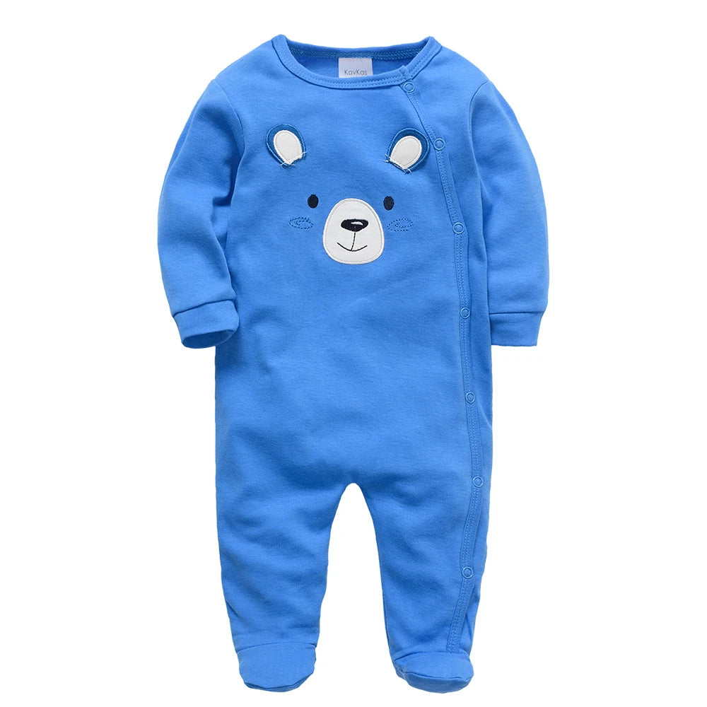 KAVKAS Baby Clothing Girls Pink Romper Cartoon Kids Pajamas Long Sleeve Jumpsuit Bebe Playsuit Girls Clothes  0`12 Monthes