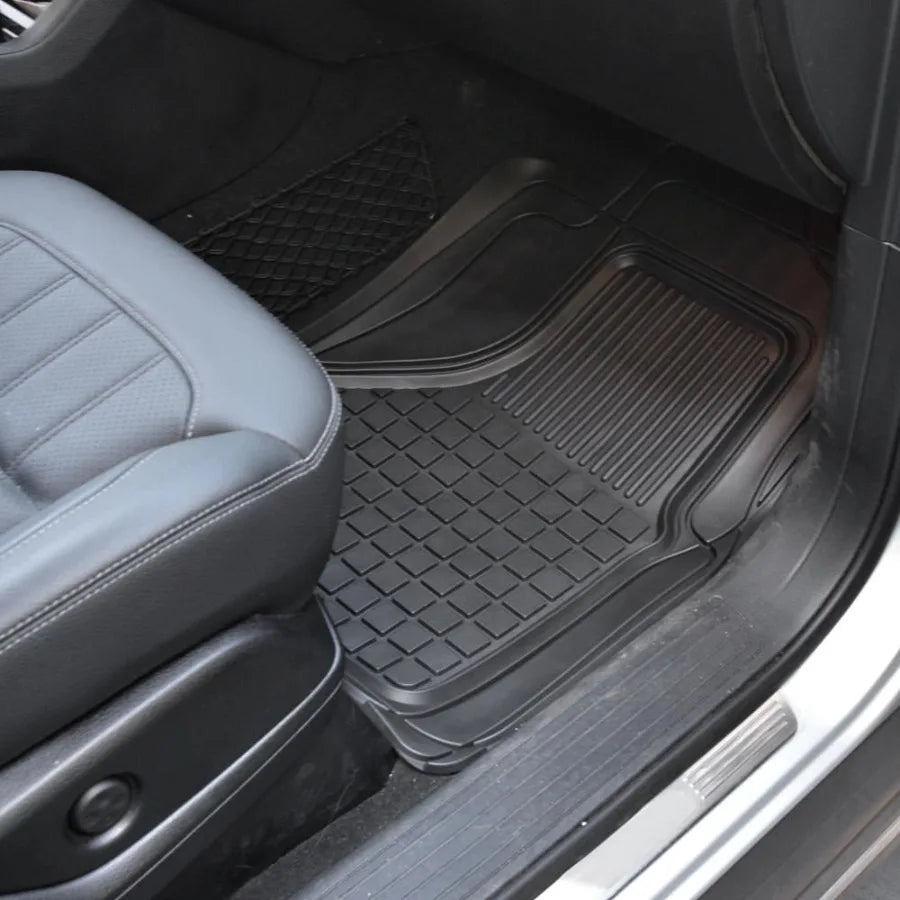 All Weather Semi-Custom Fit Heavy Duty Rubber Floor Mats for Auto Car Truck Van SUV 2 Front and Rear Liner