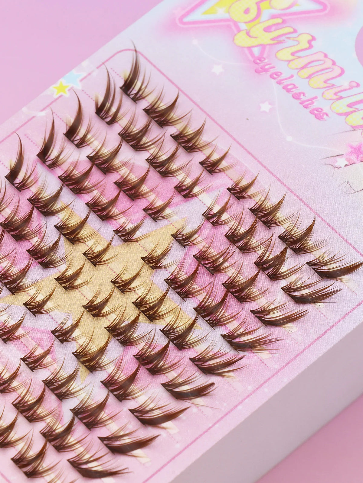 Ayr 80PCS C Curl Brown Style Eyelash Extension Winged Individual Lashes Natural Segmented Eyelash Bundles Makeup Tools