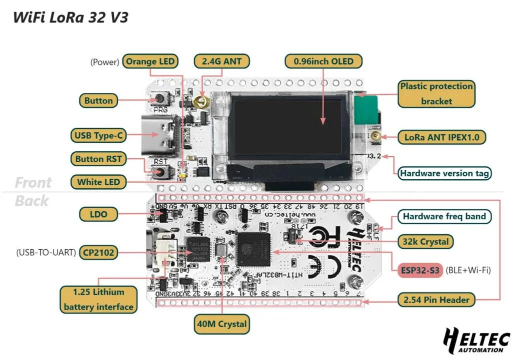 Heltec V3/V4 WiFi LoRa 32 868MHz Development Board With Dual Antenna Meshtastic  Bluetooth For Meshcore  Arduino PlatformIO