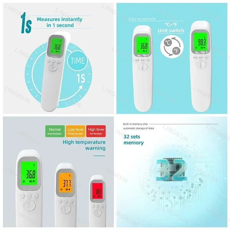 Digital Forehead Thermometer Electronic Contactless Clinical Accuracy Non-contact Body Temperature Meter Fever for Adult Child