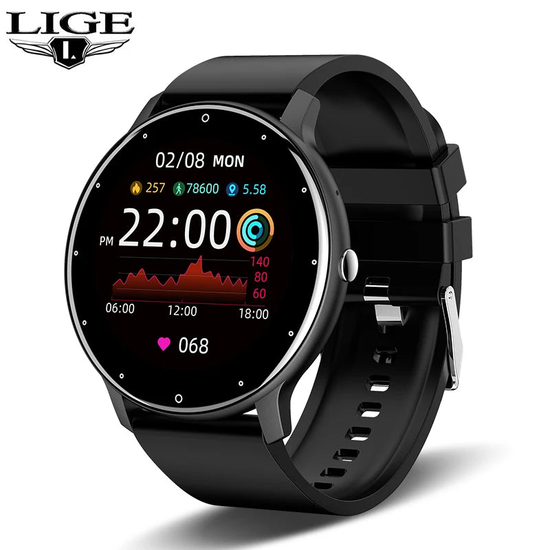 LIGE 2026 New Full Touch Screen Smart Watch IP68 Waterproof Sport Fitness Tracker Bluetooth Call Smartwatch for Men Women