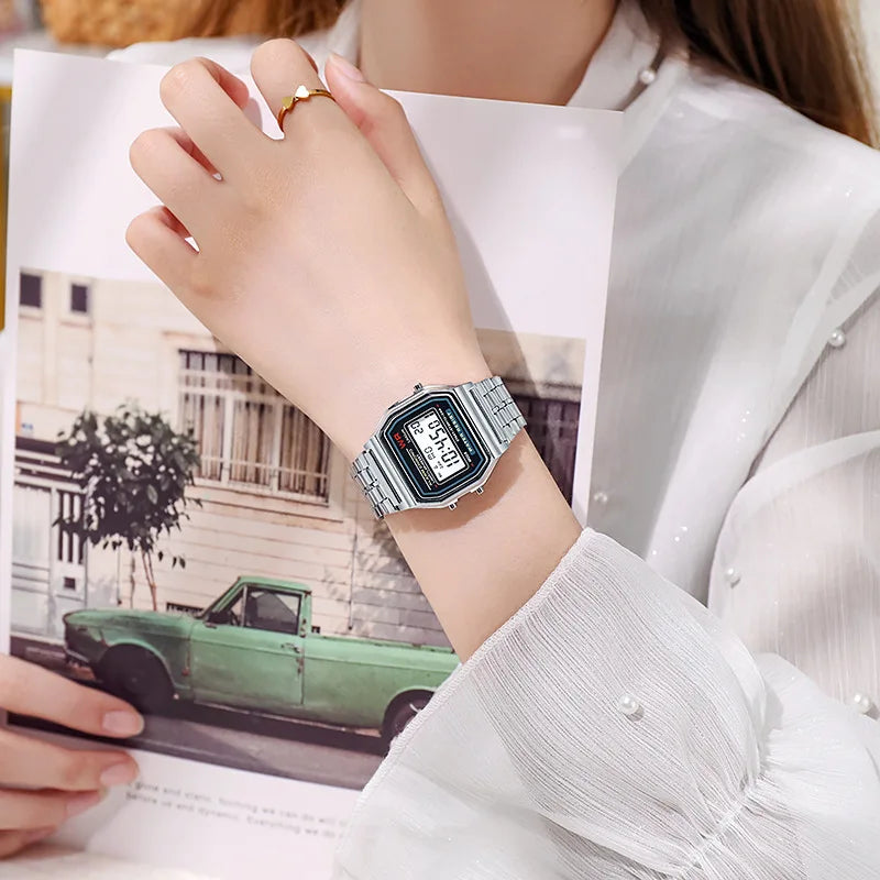 Luxury Rose Gold Women Watches Electronic Digital Display Retro Style Clock Men's Relogio Masculin Reloj Hombre Homme