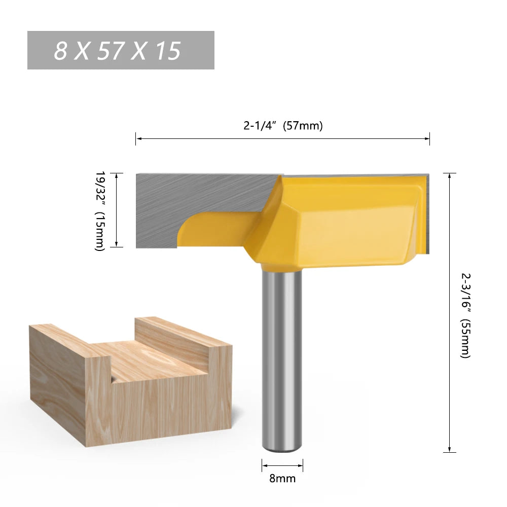 LAVIE 8mm Shank Cleaning Bottom Router Bits 2-1/4" Cutting Diameter For Surface Planing Router Bit Woodworking Milling Cutter