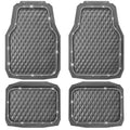 Bling Diamond Rubber Car Mats for All-Weather Use, Gray Heavy Duty Deep Dish 3D Rhombus Waterproof Anti-Slip Floor Mat Set with