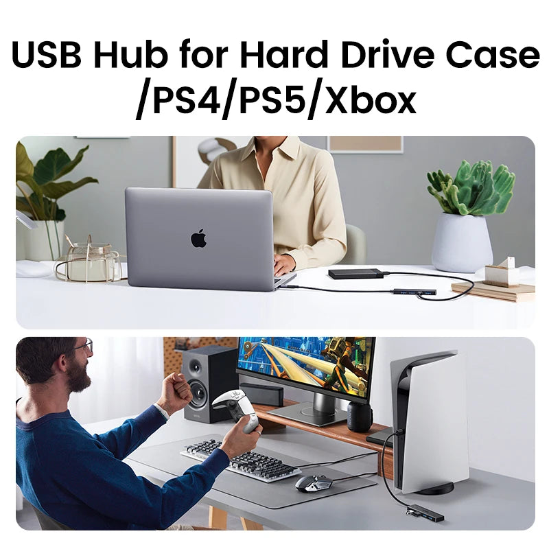 UGREEN USB 3.0 Hub 4 Ports  USB HUB Slim for Mouse Keyboard Compatible with MacBook Pro Air Laptop Desktop PC Xbox PS5 Splitter