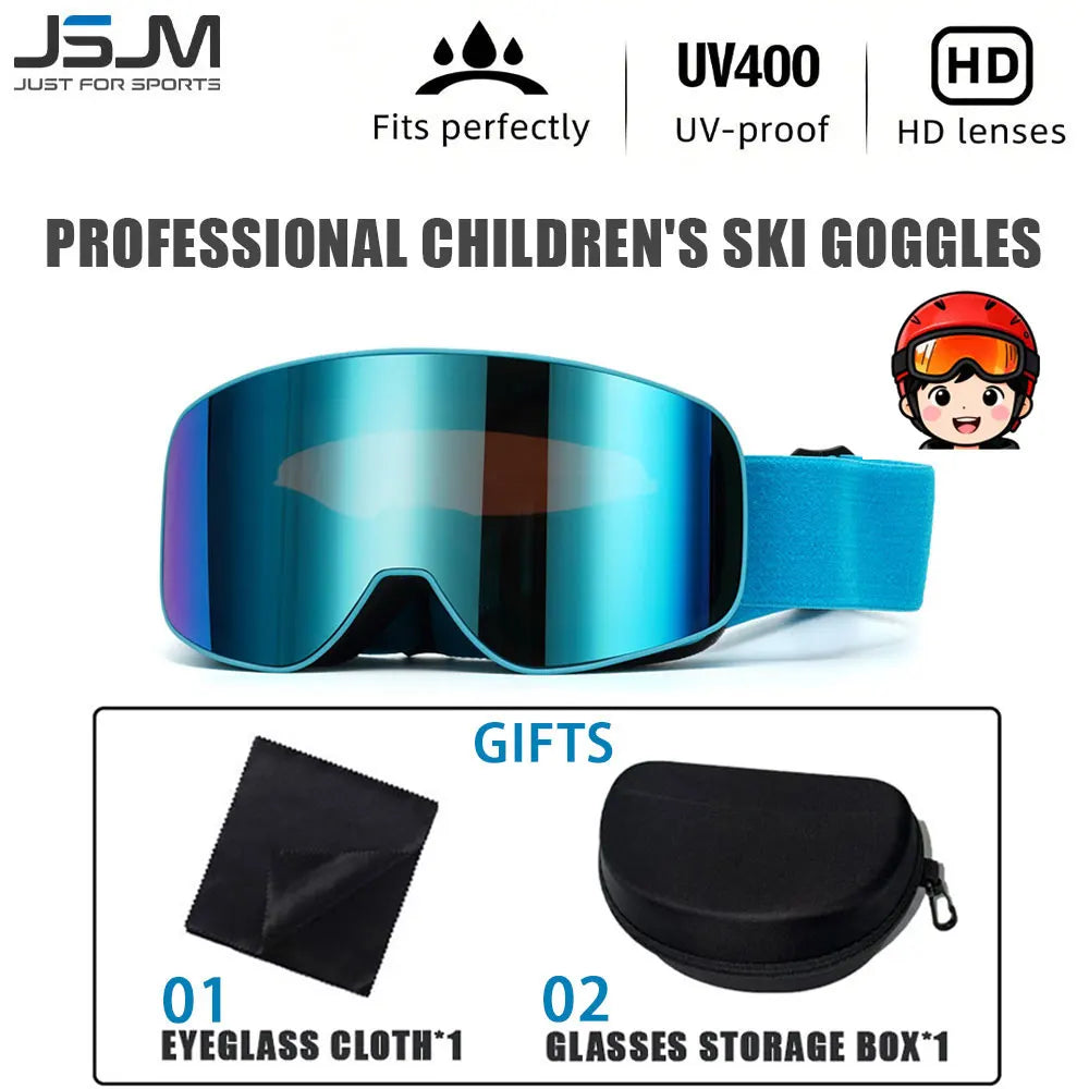 New Children Kids Skiing Goggles 4-15 years old Professional Anti-fog Child Snowboard Goggles UV400 Kids Ski Mask Glasses