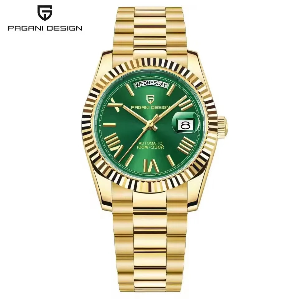 PAGANI DESIGN New Week Calendar Type Watch Japan Movt Waterproof Mechanical Man watch 316L All Steel Luxury Luminous Men watch