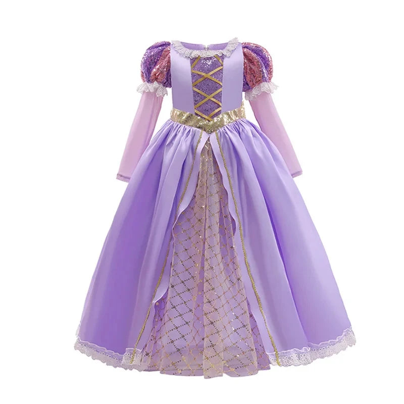 Rapunzel Princess Dress for Girls Tangled Cosplay Costume Kids Halloween Christmas Carnival Birthday Party Fancy Clothes