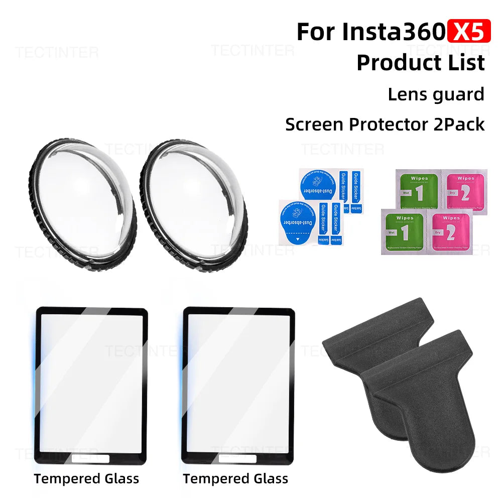 For Insta360 X4 Lens Guard + Screen Protector Anti-scratch Protective Film for Insta 360 X5 Lens Protector Accessories Kit
