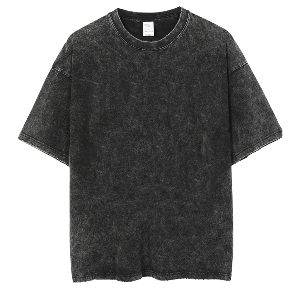 Men's Washed T Shirt Summer vintage Casual T-shirt  Loose TShirts Women Black Acid Wash Y2k Short Sleeve Hip Hop Streetwear Tees